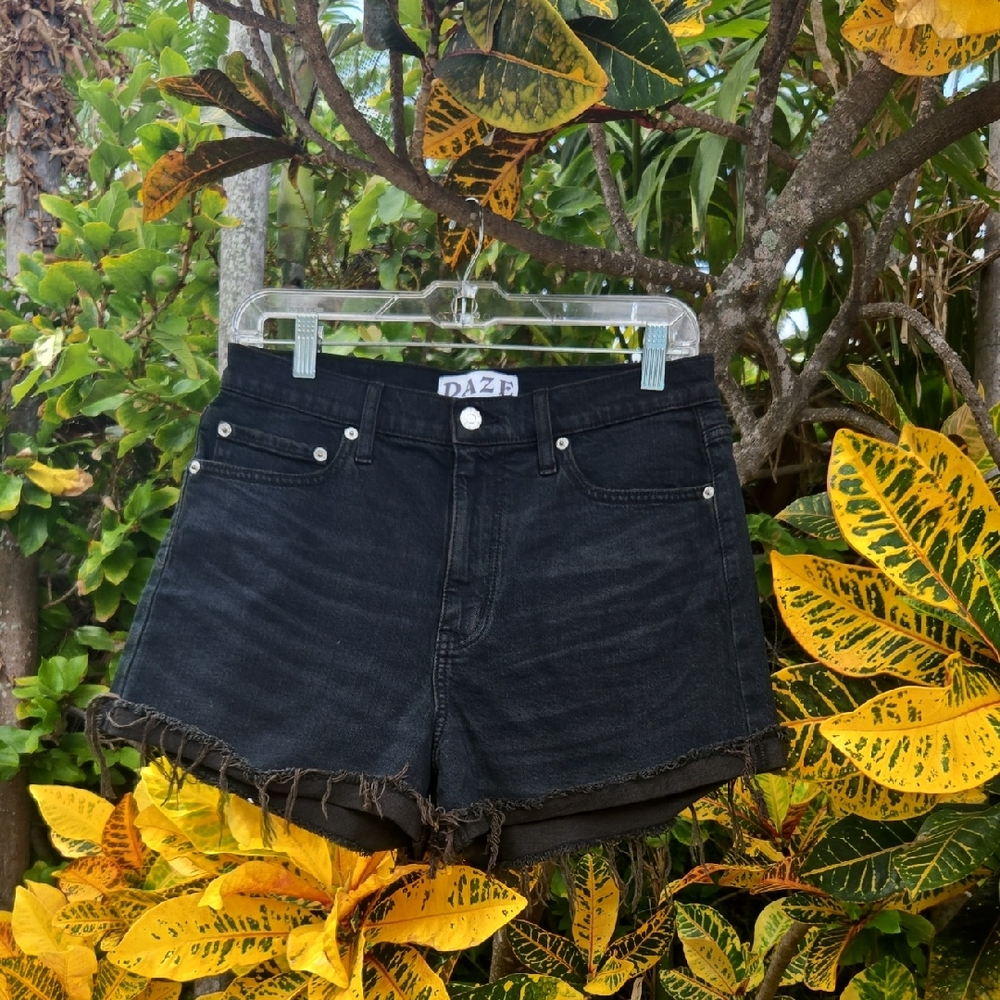 Daze Black Denim Shorts